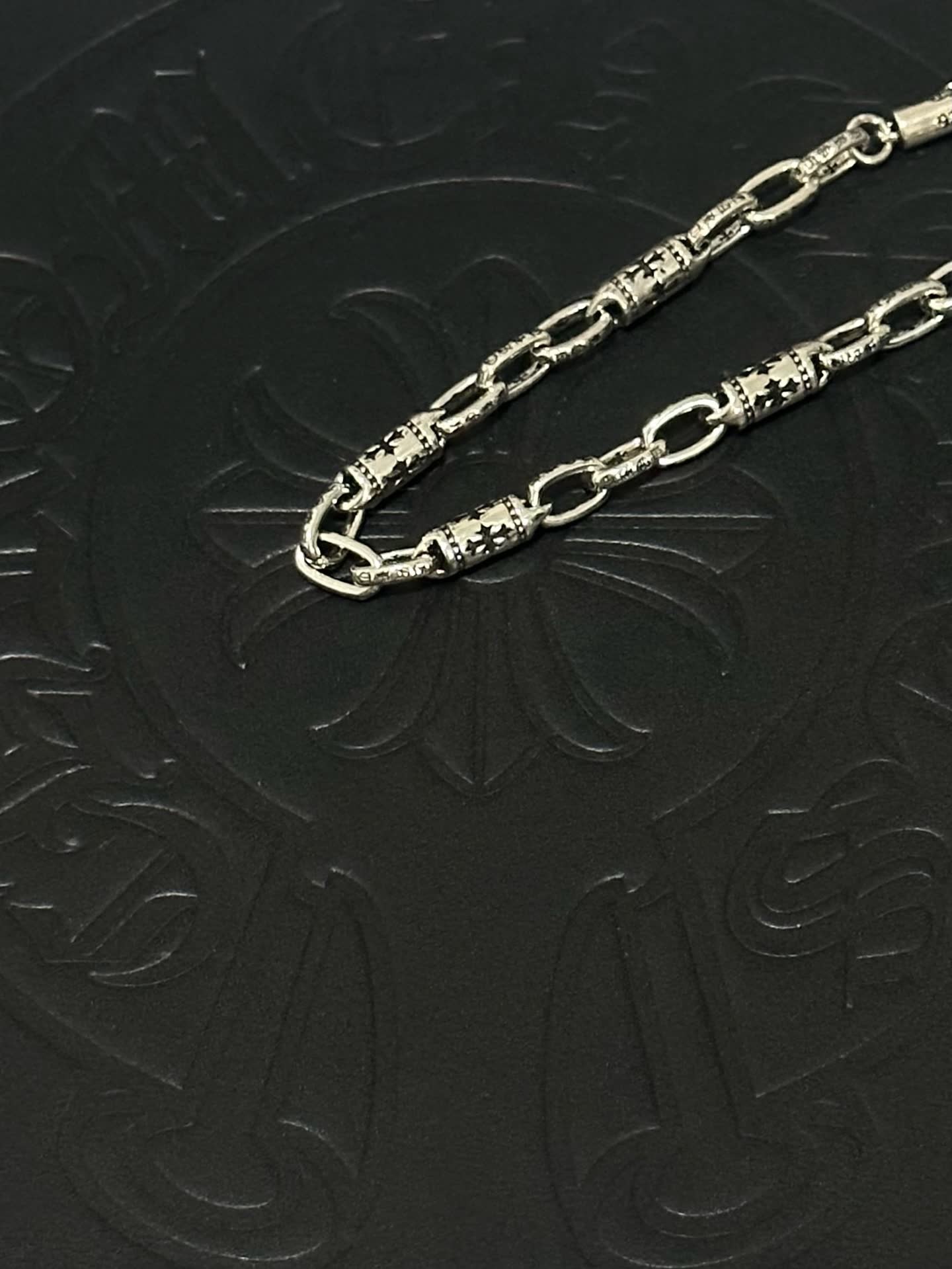 Chrome Hearts 925 Sterling Silver Cross Charm Bracelet